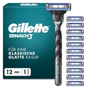 Rasoir Barbati Gillette Mach3 Standard, Metal, GriNegru, 12 Lameli