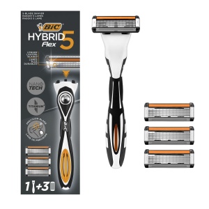 Rasoir BIC Hybrid 5 Flex pentru barbati, 3 lame, titan, Aloe Vera si Vitamina E