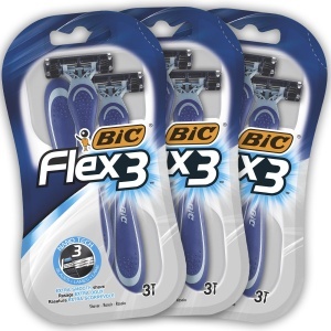 Rasoir pentru Barbati BIC Flex 3, Set 9 Rasoare cu 3 Lameli, Aloe Vera si Vitamina E