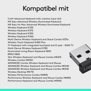 Receptor USB Logitech Unifying, Negru, Conexiune pentru 6 Dispozitive - Img 3