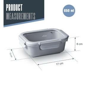 Recipient ceramic Lacor 64631, 650 ml, culoare gri, cu capac din sticla - Img 2