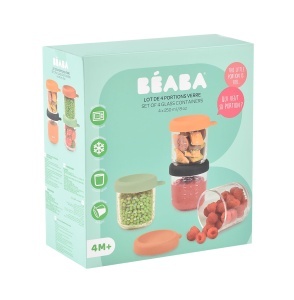 Recipient sticla pentru mancare bebelusi Beaba 250 ml, set 4 bucati, design colorat - Img 7
