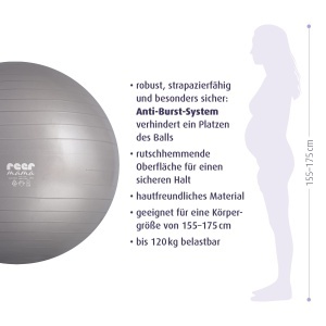 Reer Gymnastikball Mama 2025 Gri Anti-Burst 65cm - Img 3