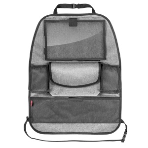 Reer Organizator de scaune din spate auto TravelKid Entertain, cu compartiment pentru tablete, rezistent la murdarie, multe buzunare, pentru toate scaunele auto, de asemenea scaune sport, gri, 1 bucata (1 pachet)