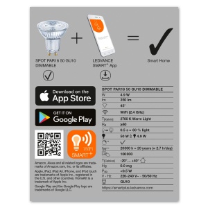 Reflektor LED cu WiFi LEDVANCE SMART, GU10, Dimmabil, Lumina Calda 2700K, 4 buc - Img 6