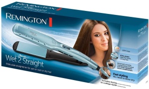 Remington Straightener Wide Wet2Straight (pentru aplicare umeda si uscata - pentru uscarea si indreptarea parului, ingrediente microactive anti-incretire activate termic), afisaj LCD, 140-230degC, placa de indreptat parul S7350, turcoaz - Img 2
