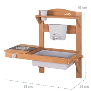 Roba Bucatarie de Joaca si Noroi pentru Exterior din Lemn FSC cu Rezervor de Apa si Accesorii Teak - Img 5
