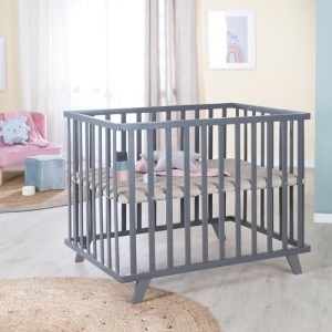 Roba Laufgitter 75x100 cm din lemn reglabil pe inaltime cu protectie Greyish - Img 3