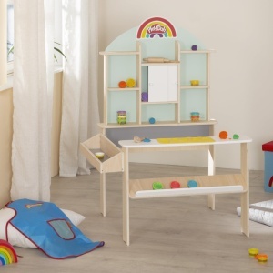 Roba pentru copii Play-Doh - Set creativ din lemn FSC cu 12 cutii de plastilina, 3 unelte si sort - Img 2