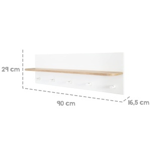 Roba Wandgardarobe Ava, 90 cm, cu 5 suporti, culoare alba si decor Artisan Eiche - Img 6