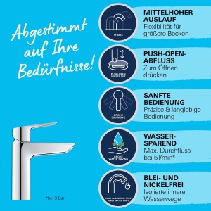 Robinet baie GROHE Start, crom, 19 cm, cu instalare usoara si economisire apa - Img 5
