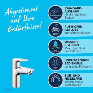 Robinet baie GROHE StartEdge, crom, 15cm, design modern, instalare usoara - Img 4