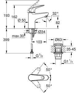 Robinet baie GROHE Swift, crom, 16cm, cu sistem de economisire a apei - Img 2