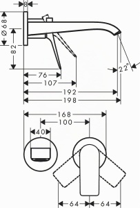 Robinet de baie hansgrohe Vivenis, montare pe perete, mat-negru, cu apa economisitoare - Img 6