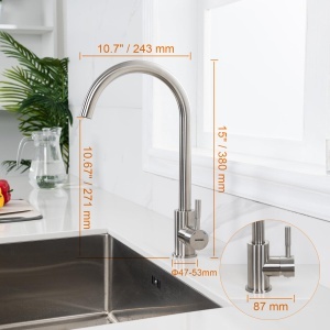 Robinet de bucatarie GRIFEMA, crom, rotire 360, usor de curatat - Img 2