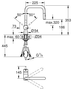 Robinet de bucatarie GROHE Minta, crom, cu dus retractabil, 360 rotire - Img 3