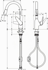 Robinet de bucatarie hansgrohe Focus M42, 360 rotire, crom, cu dus extractibil - Img 2