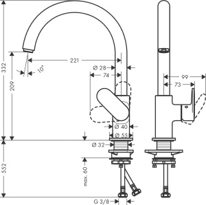 Robinet de bucatarie hansgrohe Vernis Blend M35, crom, inaltime 210 mm, rotire 120360 - Img 6