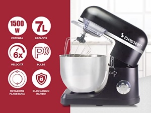 Robot de bucatarie BEPER P102SBA550 7 litri, blender cu 6 viteze si functie de impuls + accesorii 1500W - Img 2