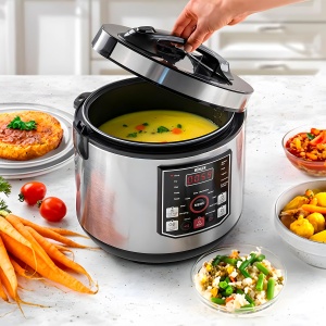Robot de bucatarie multifunctional Avilia cu 20 de programe - multicooker 5 l, afisaj LED, control digital, ideal pentru iaurt, orez, terci si alte alimente, otel inoxidabil, 930 W + lingura gratuita - Img 6