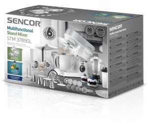 Robot de bucatarie multifunctional Sencor supraechipat, puternic 1200W, accesorii complete, bol mare din otel inoxidabil de 5L, iluminare LED, blender, masina de tocat carne, masina de prajituri si capac magnetic - Img 6