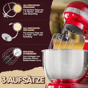 Robot de bucatarie ProfiCook PC KM 1197 1200W bol 5L rosu - Img 2