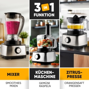 Robot de bucatarie ProfiCook(r) 3 in 1 | Blender, robot de bucatarie si storcator | 1200W | pentru feliat, razuit si framantat | Deschidere de reumplere | Viteza continua | incl. 11 accesorii | PC KM 1063 - Img 2