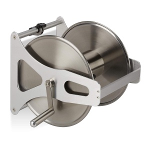 Rola pentru furtun de gradina Relaxdays, inox si aluminiu, 30,5x45x36,5 cm, argintie
