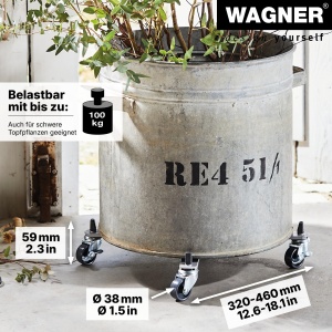 Rola pentru plante WAGNER Sun City Basic, 32-46 cm, 100 kg, 4 roti - Img 2