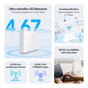 Router 5G TCL HH515L, Wi-Fi 6 Dual-Band, 4.67 Gbps, 128 dispozitive - Img 2