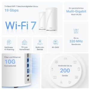 Router Mesh TP-Link Deco BE85, Wi-Fi 7, 19 Gbps, 10 Gbits Ethernet - Img 3