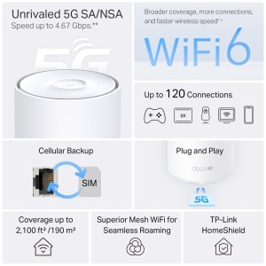 Router Wi-Fi 6 TP-Link Deco X1500-5G, 5G, 4,67 Gbits Download, 3 porturi Gigabit - Img 3