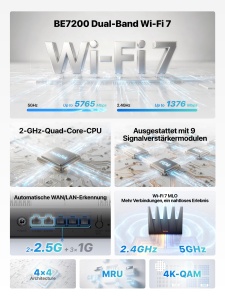 Router Wi-Fi 7 Tenda BE12 Pro - Dualband 7141 Mbits, Quad-Core, 5 Porturi - Img 4