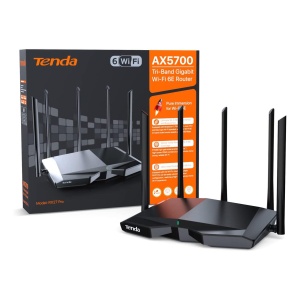 Router WiFi Tenda RX27 Pro, AX5700 Tri-Band, 5 antene, Negru
