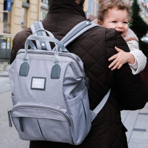 Rucsac multifunctional pentru schimbat scutece Beaba Wellington capacitate mare gri melanj - Img 3
