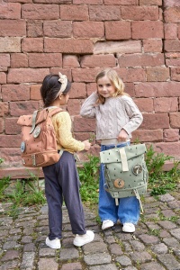Rucsac pentru gradinita LASSIG Rucsac pentru copii Rolltop cu curea de piept hidrofug, 11 litri/Mini Rucsac Rolltop Happy Prints Olive - Img 11
