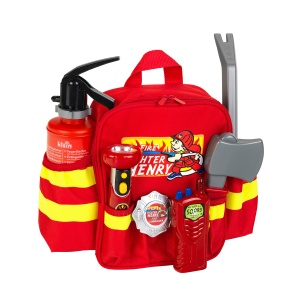 Rucsac Pompier Theo Klein 8900 cu Lanterna, Extinctor si Accesorii, Rosu - Img 2