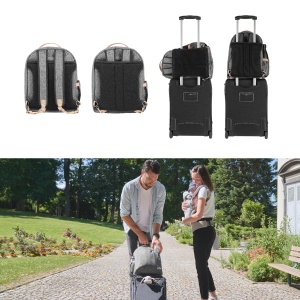 Rucsac scutec Babymoov Le Pyla Smokey - volum de depozitare 17l, deschidere valiza 180 grade, hidrofug - Img 5