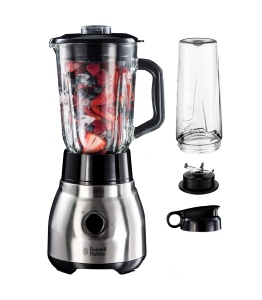 Russell Hobbs Stand Mixer 2-in-1 Blender cu recipient din sticla de 15 l si Mini Smoothie Maker de 06 l - Sticla de baut cu capac inclus Poate fi spal