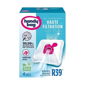 Sac de aspirator Rowenta R39, 4 piese, sistem de inchidere Dirtlock, filtru anti-alergen
