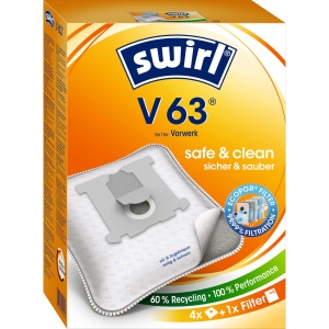 Sac de aspirator Swirl V 63 EcoPor, 4 bucati, filtrare 99,99, material reciclabil