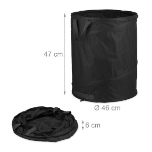 Sac de frunze Relaxdays, set 3 bucati, 85 L, auto-erectabil, negru - Img 4