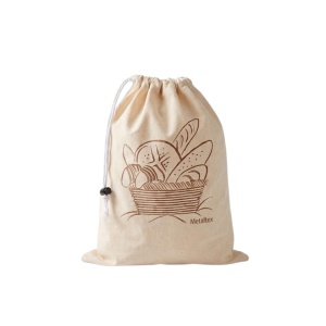 Sac de Paine Metaltex din Bumbac Alb, 34 x 43 cm, cu Inchidere Tip Siret