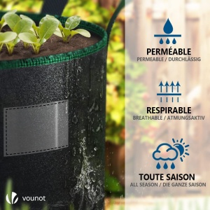 Sac de Plante VOUNOT 5 bucati 30L din material textil, cu etichete pentru plante, negru - Img 4