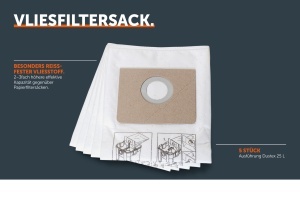 Sac filtrant vlies Fein 31345061010, 25 litri, set 5 bucati, compatibil aspirator Dustex 25L - Img 3