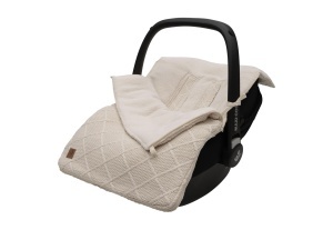 Sacul pentru picioare Jollein Check Knit, Oatmeal - pentru scaun auto si carucior