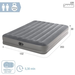 Saltea Aer Intex 64114 Dura-Beam Prestige, 2 Persoane, PVC, 152x203x30 cm, Gri - Img 4