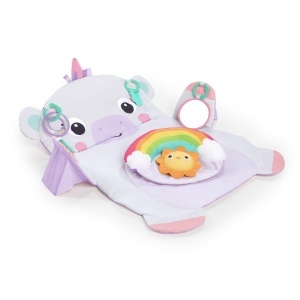 Saltea de activitati Bright Starts Tummy Time Prop Play, Unicorn, 4 jucarii incluse