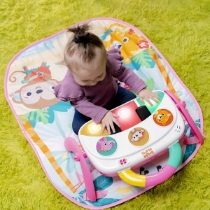Saltea de joaca Bright Starts 4-in-1 Groovin Kicks, Muzica, Lumini, 5 Jucarii - Img 3
