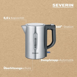 Samovar electric Severin WK 3647, capacitate 0,5 l, 1100 W, inoxnegru - Img 6
